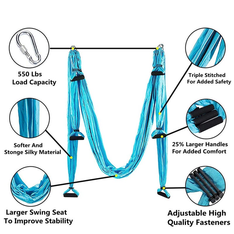 Ovyuzhen Aerial Yoga Hammock,Ultra Strong Yoga Swings Set Trapeze Extension,Antigravity Ceiling Hanging Sling Inversion Exercises - Image 2